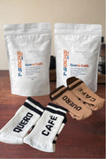 Kits 2 Meias Quero Café + 2 Cafés Especial T-Socks CARAMELO & NOZES