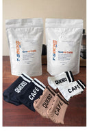 Kits 3 Meias Quero Café + Cafés Especial T-Socks CARAMELO & NOZES