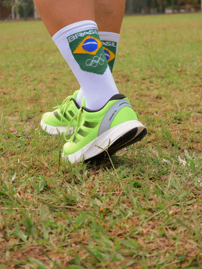 Meia de corrida ou ciclismo (MTB/Speed) - Brasil Bandeira