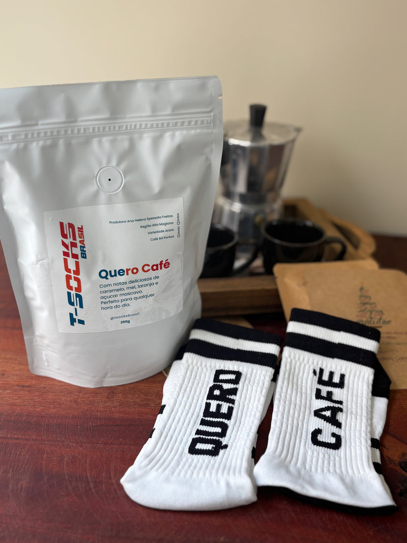 Kits 1 Meia Quero Café + 1 Café Especial T-Socks CARAMELO & NOZES