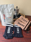 Kits 2 Meias Quero Café + 1 Café Especial T-Socks CARAMELO & NOZES