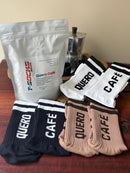 Kits 3 Meias Quero Café + Cafés Especial T-Socks CARAMELO & NOZES
